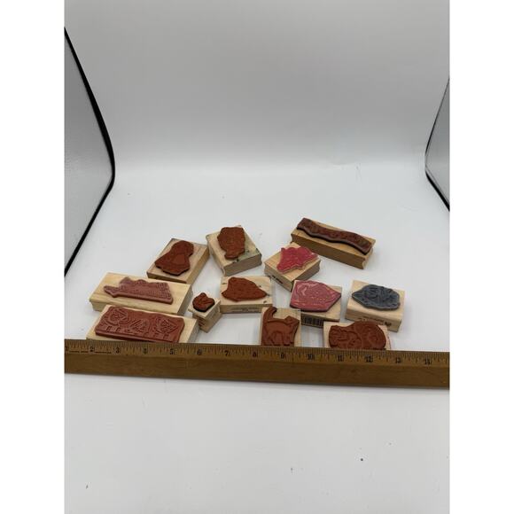 12 Wood Rubber Stamps A Variety Of Images - Picture 9 of 9